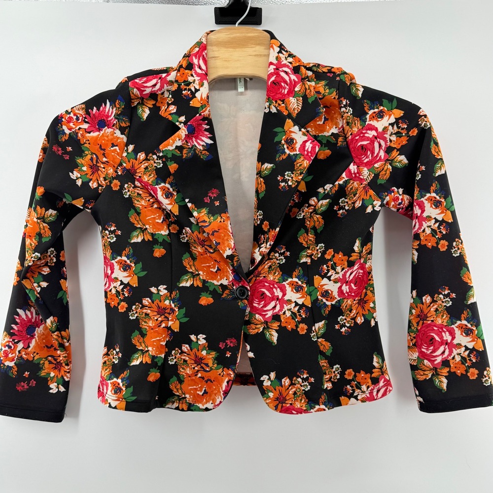 Vintage‎ Y2K 90s Moa Made in USA Floral Blazer Jacket XL Autumn  Flowers Office